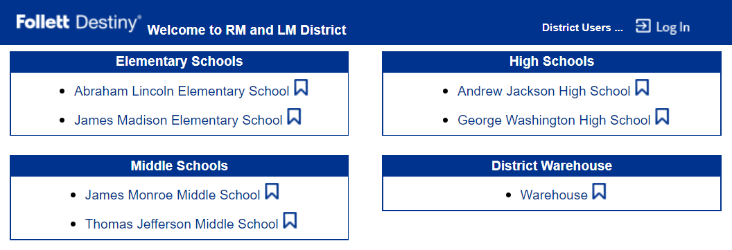 Non-customized district welcome page
